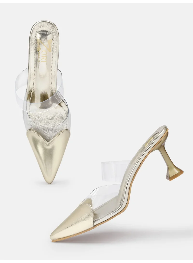 ZORIWORLD Zoriworld Amor Gold Heels 3.5 Heel Rubber Sole